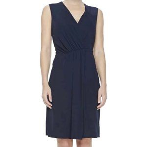 Halston Heritage Navy Blue Faux Wrap Dress NWT $375 Sz 2 Cocktail Asymmetrical